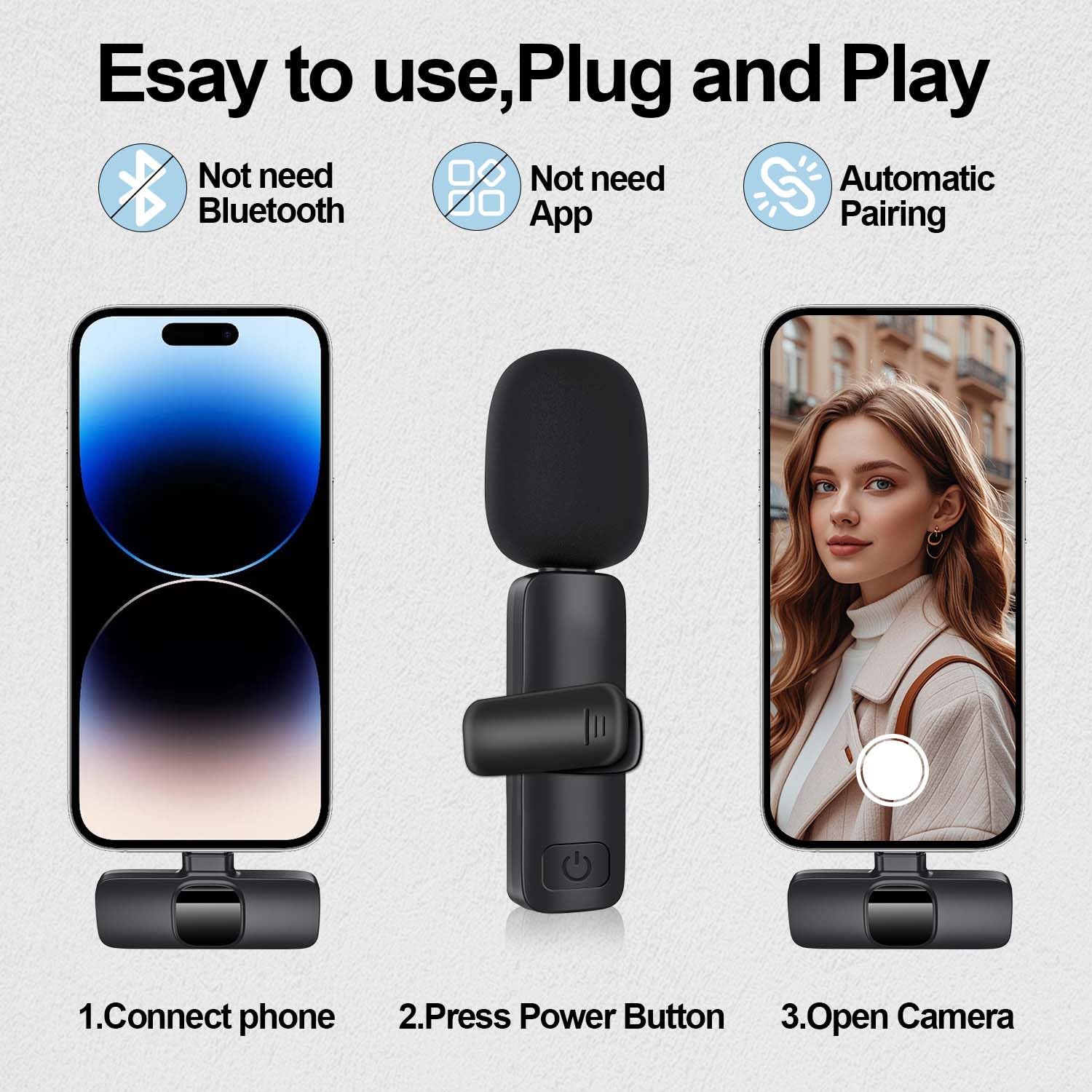 Sepgirlcy Wireless Lavalier Microphone for iPhone, iPad, Android Phone - Image 2