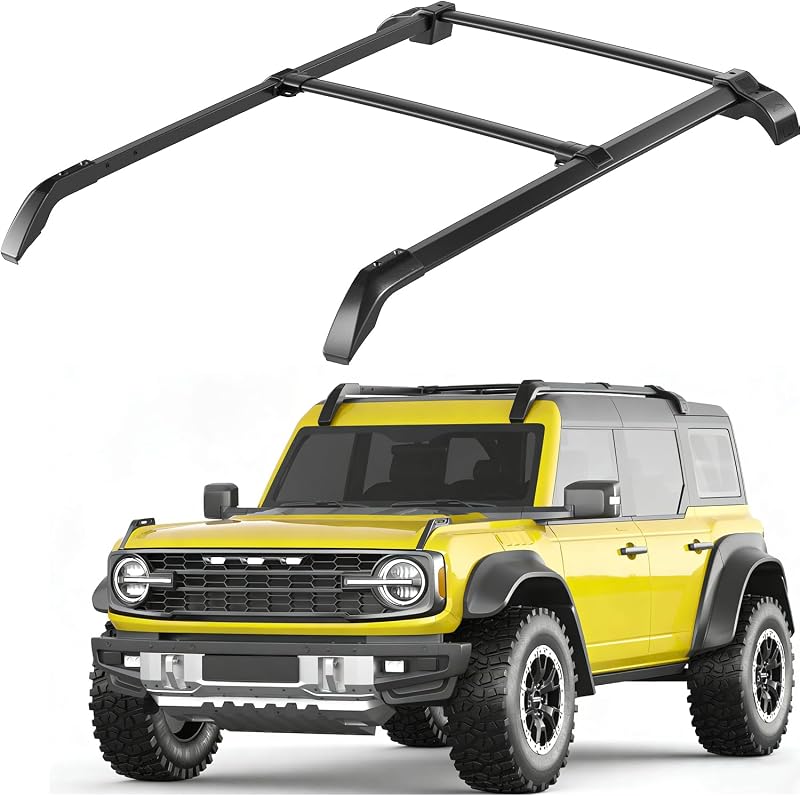 Wonderdriver Roof Rack Cross Bars Kit Compatible with Ford Bronco 2021 2022 2023 2024 2025 2026,Hard Top 2Door & 4Door, Aluminum Crossbars Roof Rails Rooftop Kayak Black Luggage (Not for Bronco sport)
