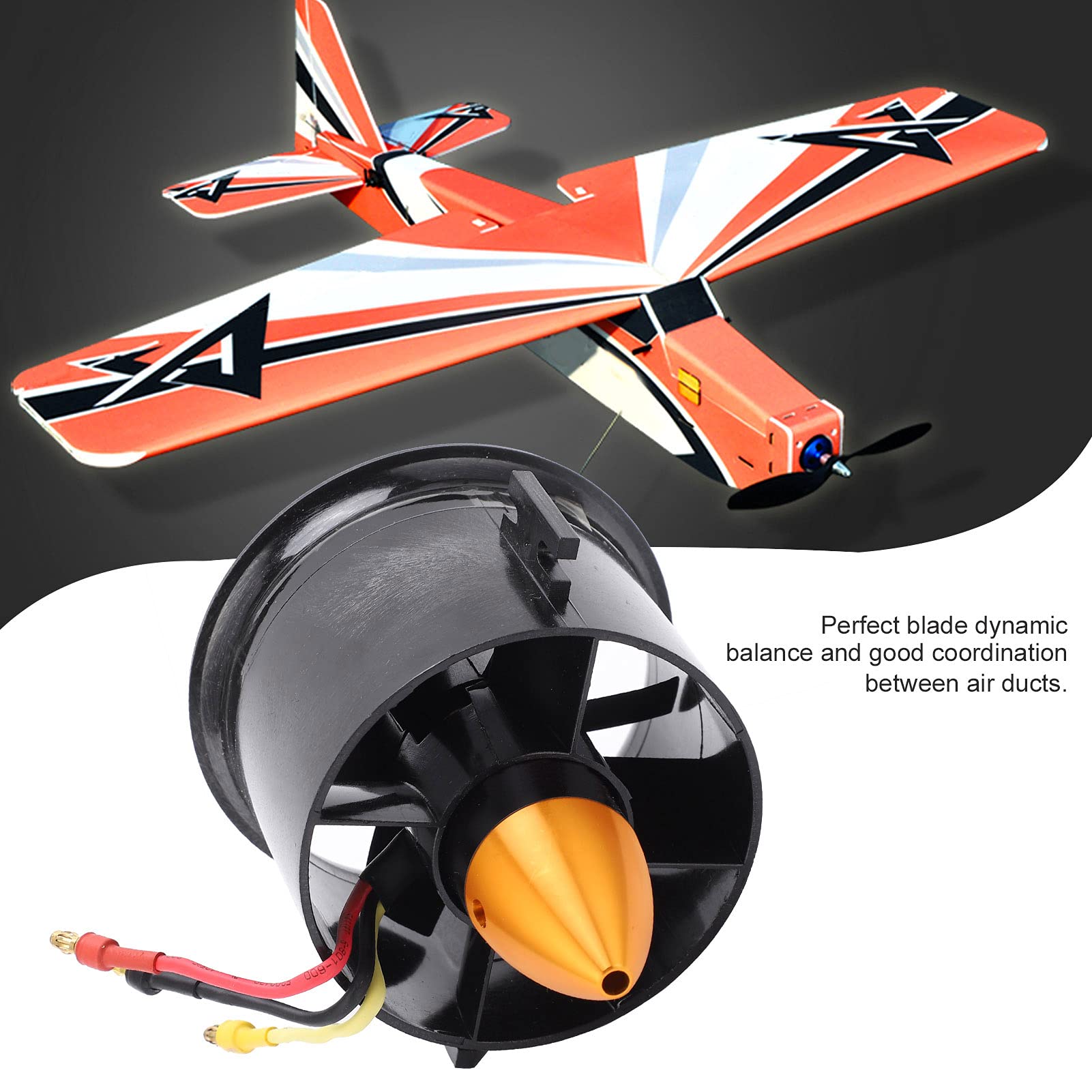 VGEBY 70mm EDF wentylator kanałowy 6-łopatkowy z silnikiem bezszczotkowym QF2822-3000KV 4S do samolotów RC