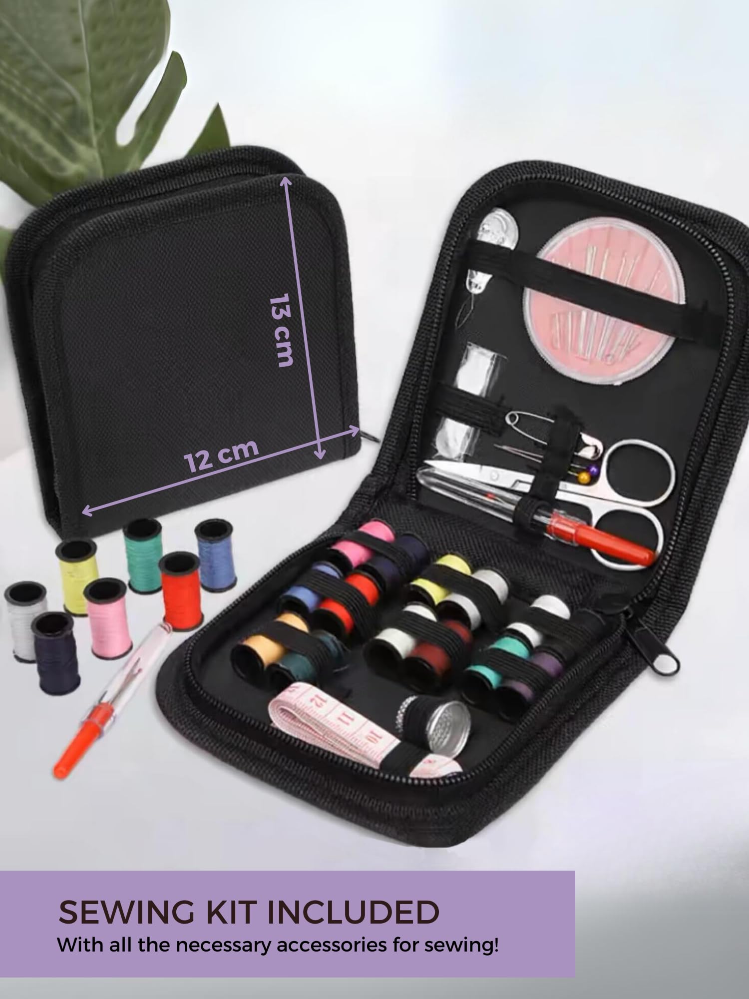 Máquina de Coser Portátil con 2 Velocidades y 12 Puntadas. Incluye Pedal, Kit de Costura, Luz de Trabajo y Cortador de Hilo. Funciona con Cable o Pilas AA (no incluidas)