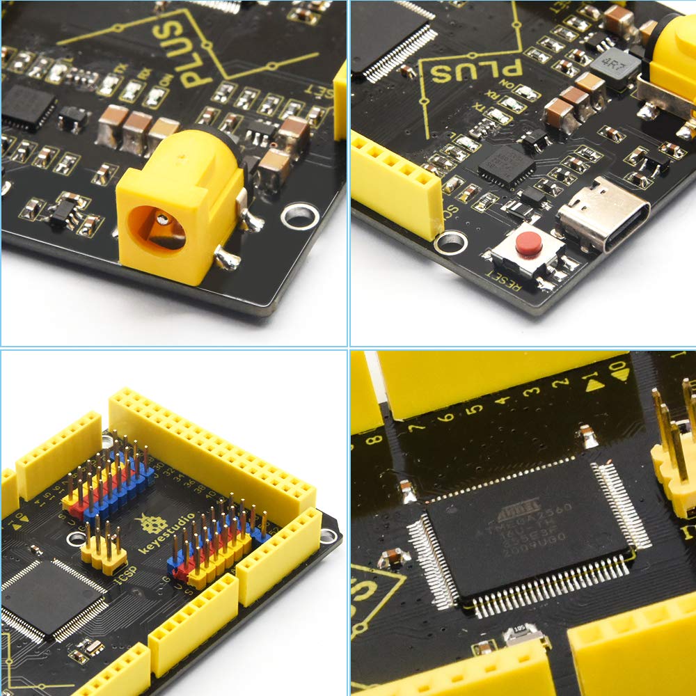 KEYESTUDIO Carte Mega Plus 2560 et at-Mega Micro Contrôleur Module Board avec Câble T-Type USB pour Board Compatible avec Les projets Arduino IDE