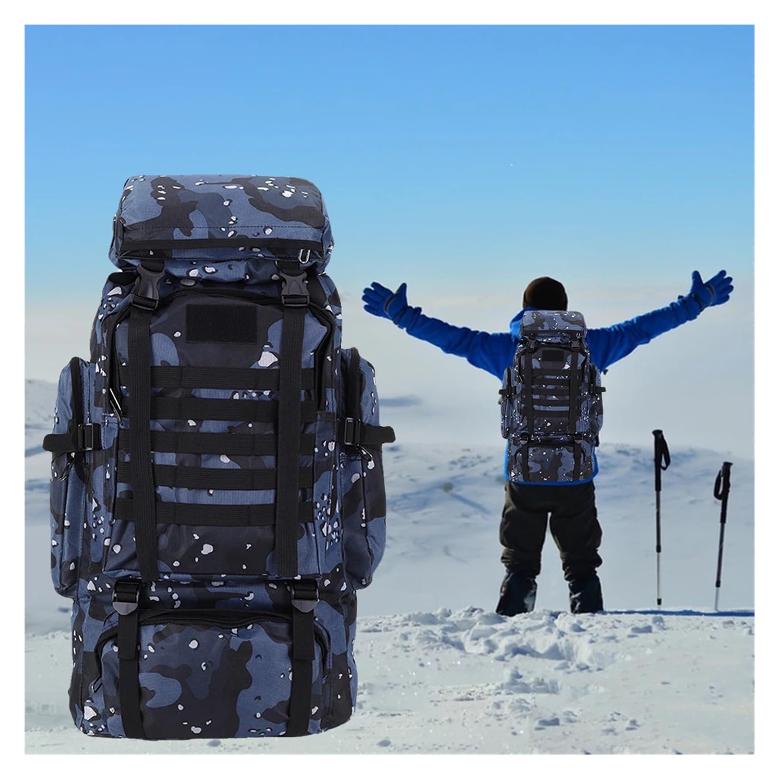 Reiserucksack 80L Bergsteigen Rucksack 600D Oxford Tuch Trekking Rucksack Mehrere Taschen Bergsteigen Rucksack Reise Zubehör(Green)