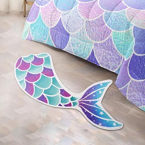 Miniatura 6 de Kitcmat Bonita alfombra de baño de sirena, antideslizante, absorbente, de peces, suave, lavable, para baño, ducha, habitación, 17.7 x 39.3 pulgadas