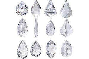 H&D Pack of 12 Clear Crystal Prisms - Prismatic Suncatcher Home Decor