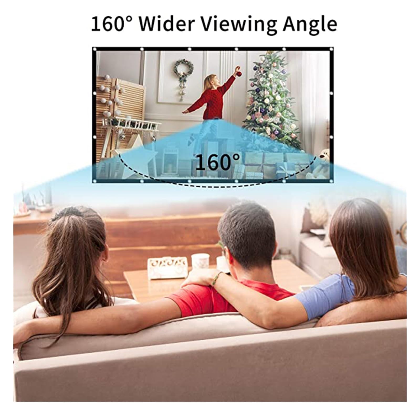 Telo Proiettore, 60 72 84 100 120 Tenda da 100 pollici for schermo di proiezione pieghevole semplice da 150 pollici Tenda for schermo for proiettore Full HD 16:9 for esterni 2K 4K(150 inch)