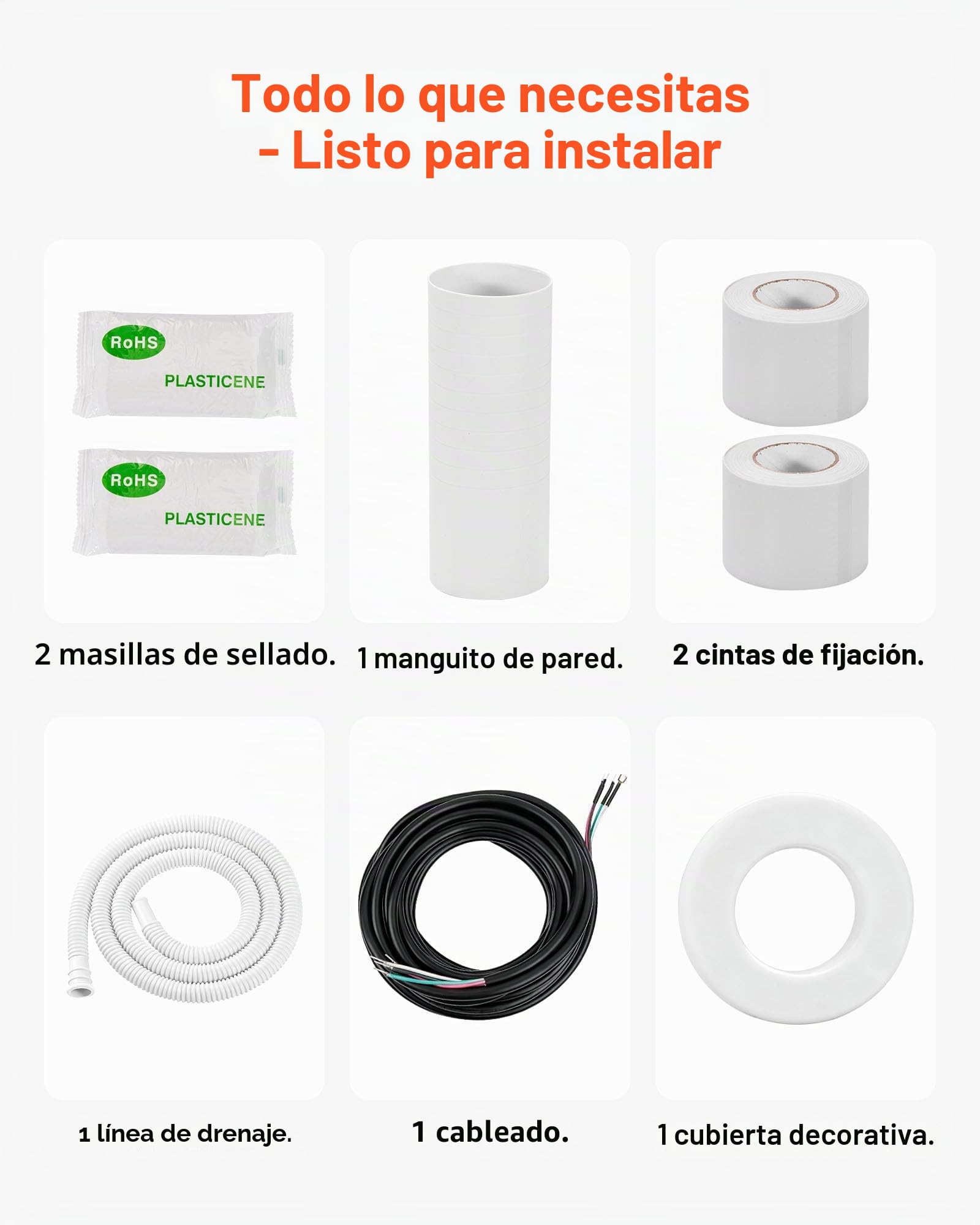 VEVOR Juego de Conducto Refrigerante de Cobre Largo de 15,24 m, Tubo de Cobre Aislado 9,5 mm 15,9 mm para Sistema de Mini-split de Aire Acondicionado, Tubo de Bobina Aislante de PE Espesor de 9,5 mm