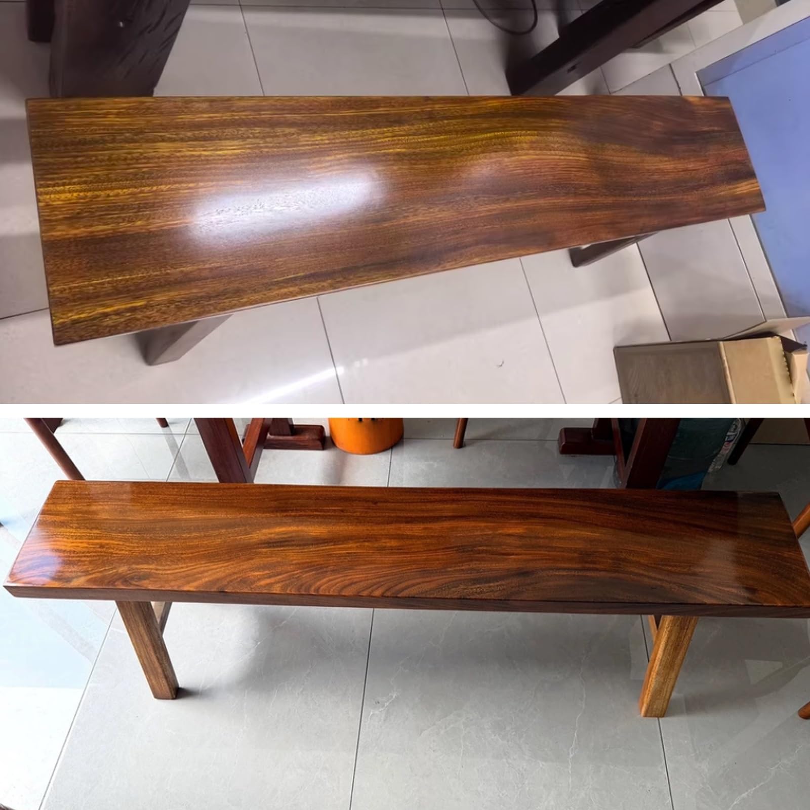 Solidna Drewniana Ławka Naturalna dla Salonu Jadalni Lub Patio Wytrzymała Bez Oparcia Nie Wymaga Montażu Idealna do Użytku Wewnętrznego i Zewnętrznego(100x30x45cm)