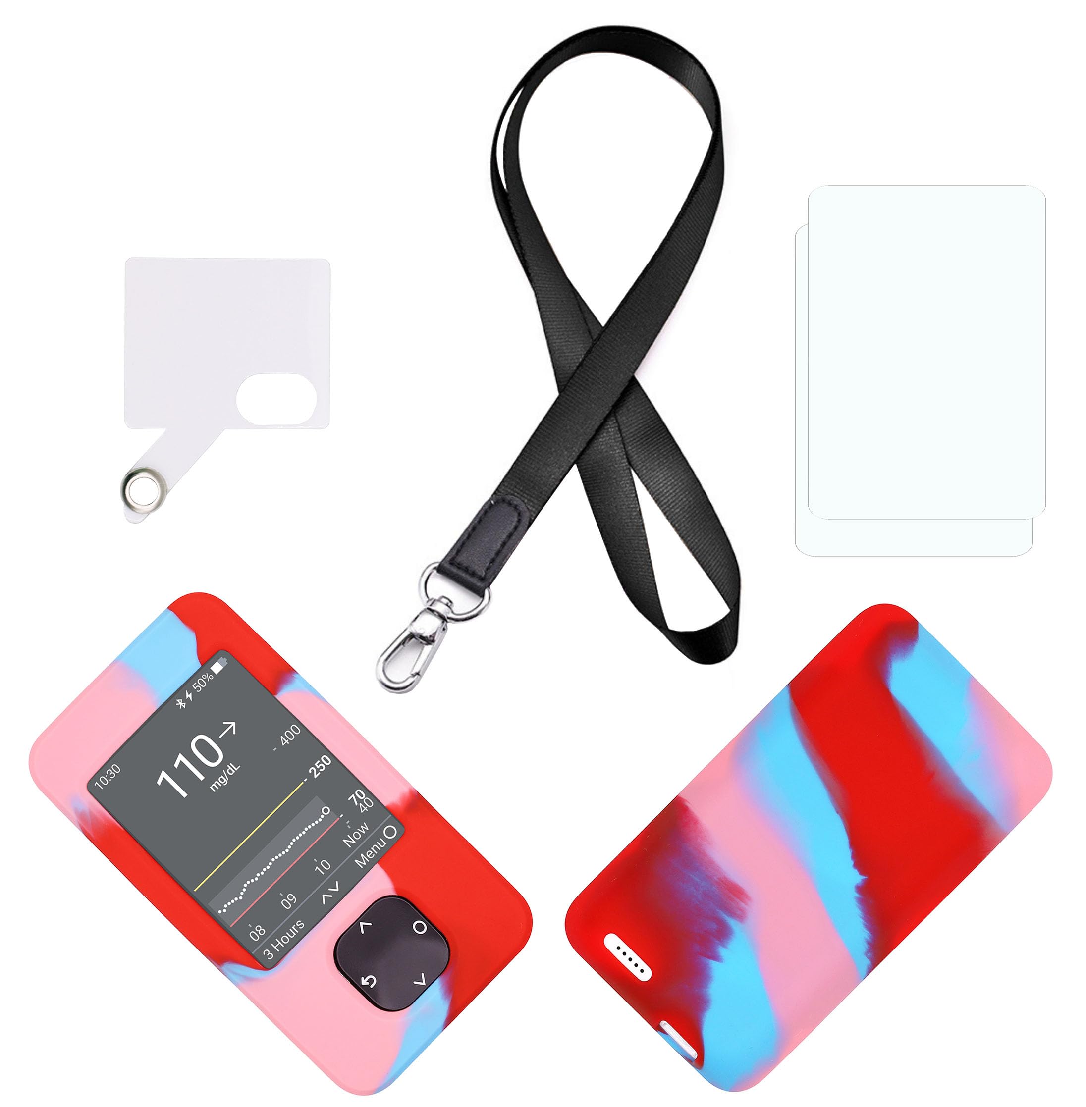 Funda Dexcom G7 silicona antichoque con cordón de cuello y protector de pantalla 3