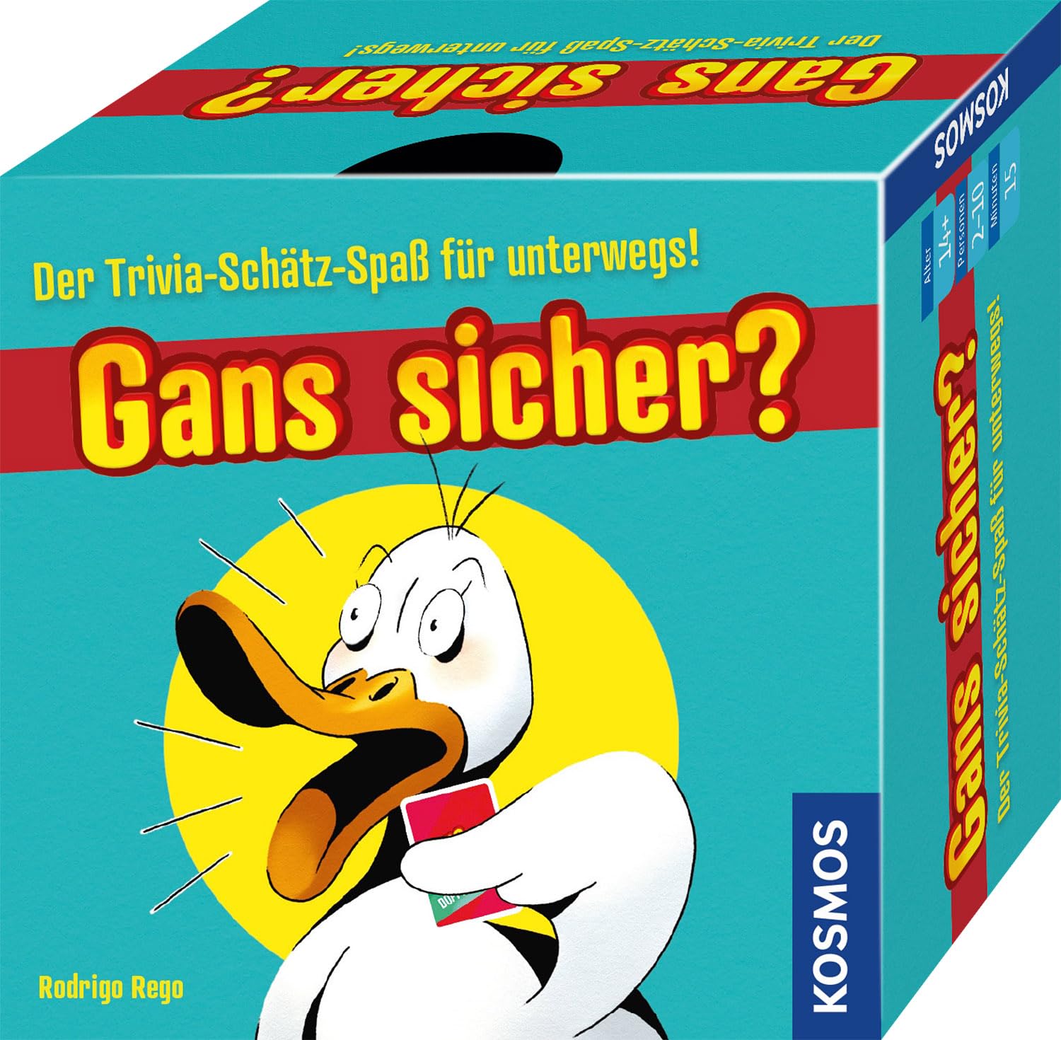 Kosmos 685362 Gans sicher? Trivia Schätz-Spaß für unterwegs, Triviawissen und Schätzvermögen, lustiges, schnelles Partyspiel für 2-10 Personen ab 14 Jahren, Spiel für große Gruppen, Kartenspiel