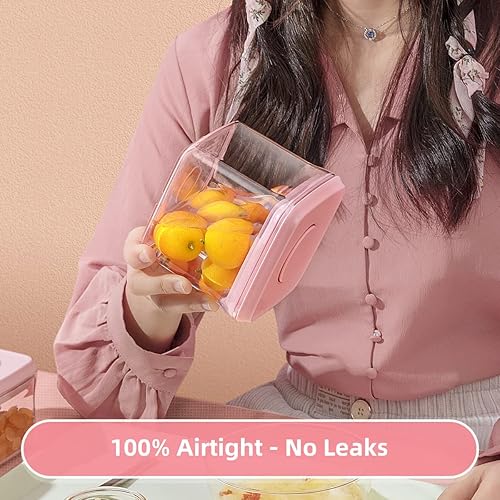 Miniatura 3 de Ankou Recipiente hermético para almacenamiento de alimentos, 7 unidades, con un botón, contenedor apilable para aperitivos, dulces, sal, hierbas,