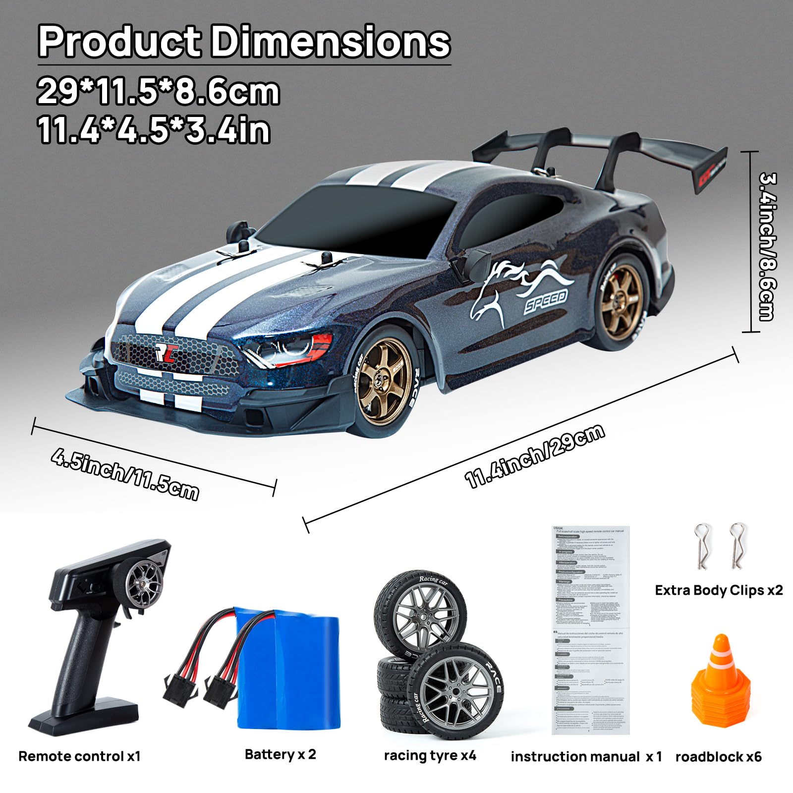 Voiture Rc Professionnelle 1:14 Voiture Télécommandée Drift BORSTOYPRO 1:14 - 4WD GT Avec Direction Proportionnelle - 2 Batteries - Pour Adultes Et Enfants Drift 4WD Direction Proportionnelle
