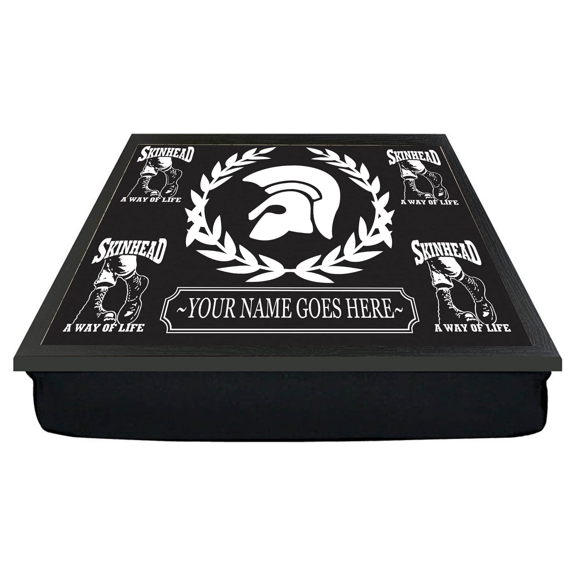 Ashby's Trojan Skinhead Way of Life Personalised Lap Tray Gift - Multicolour Fabric Cushioned Bottom Dinner Tray