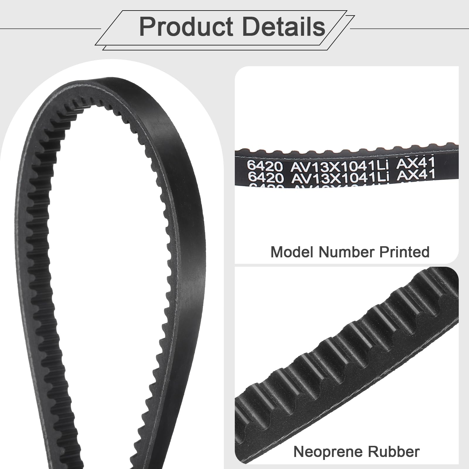 uxcell 4Pcs AX41 EPDM V-Belt, Raw Edge Cogged Industrial Rubber V Belt 1/2" Width x 43" Outer Circumference — Amazon image 3