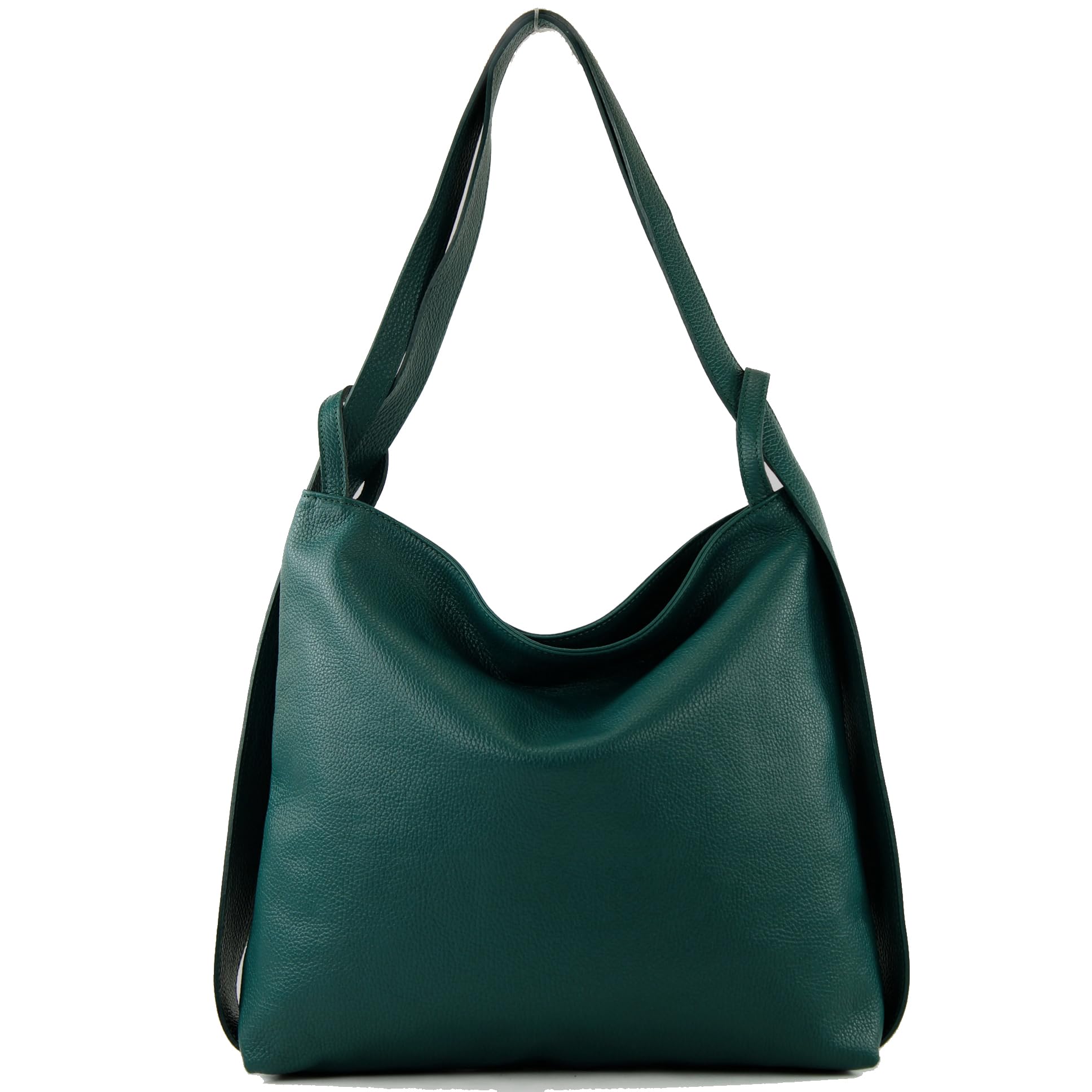 modamoda de - T192 - Sac à dos pour femme, italien 2in1, en cuir, couleur:Gris Tente