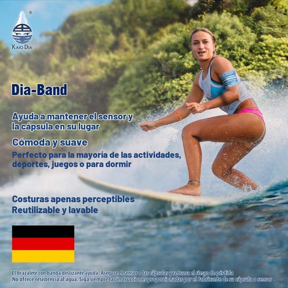 Dia-Band, brazalete de mantenimiento y protección para sensor de glucemia Freestyle Libre, Medtronic, Dexcom o Omnipod – Banda para diabética cómoda y reutilizable.