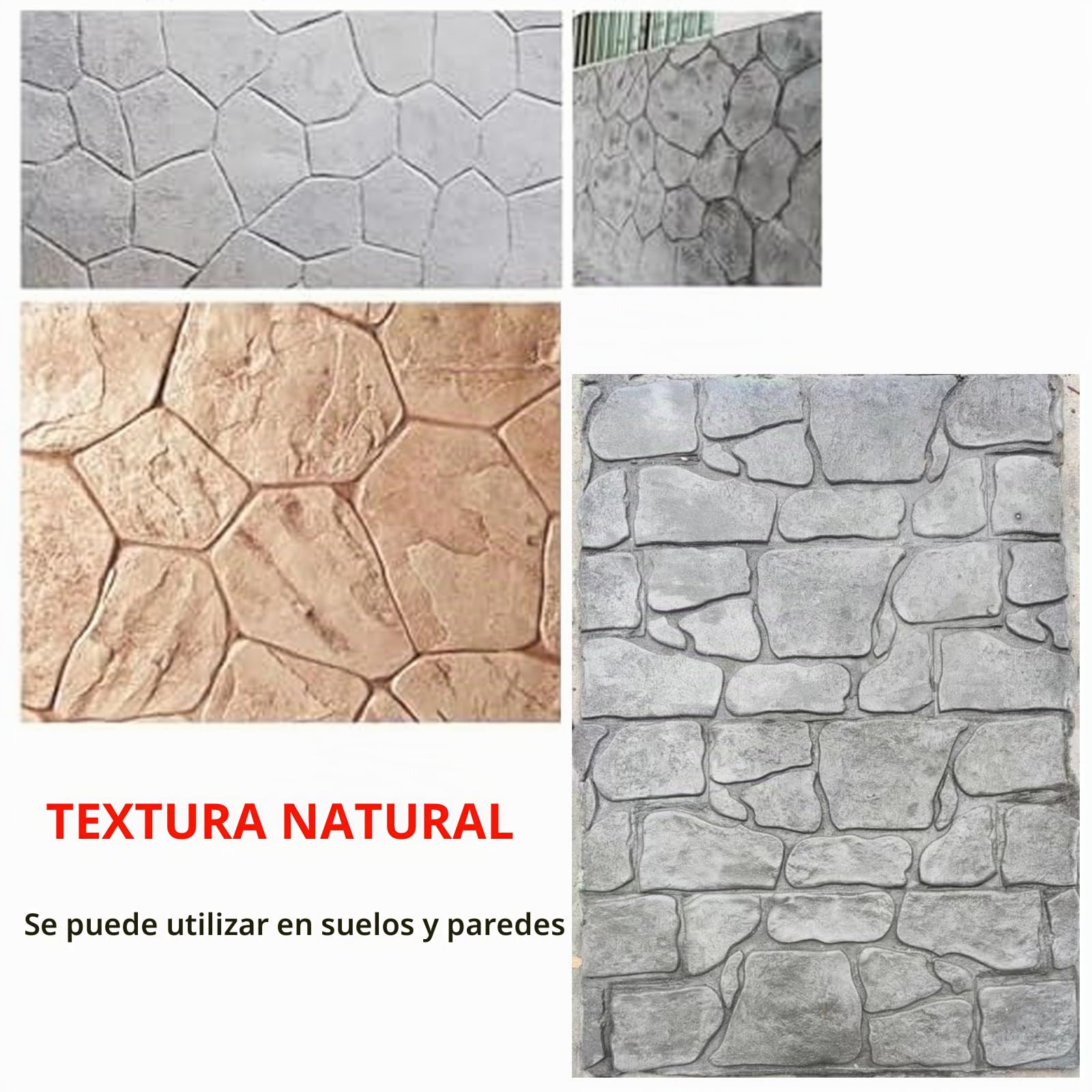 Moldes Hormigon Impreso con Asas, Textura de Piedra, Sello de Poliuretano for Piel Texturizada de Hormigón de 60x30cm for Carreteras, Muros