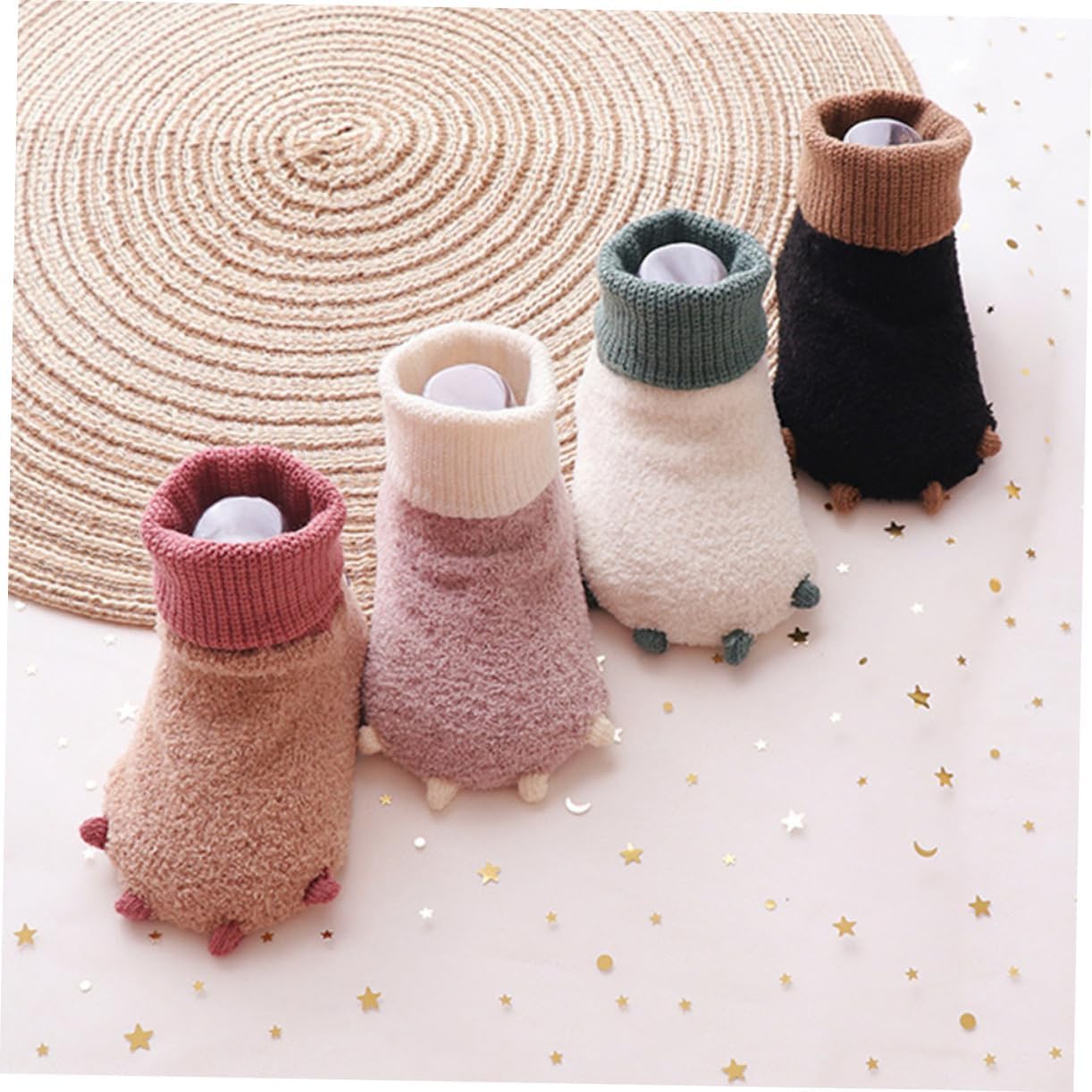 BESPORTBLE Warm Thickened Winter Socks Non Slip Cozy Mid Calf Stockings for Boy Girl Black Sole Soft Comfortable Footwear for Newborn Boys