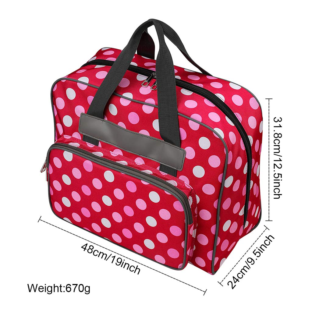 Bolsa multifuncional de gran capacidad para máquina de coser, almacenamiento portátil de viaje, Red, 48x24x31.8cm