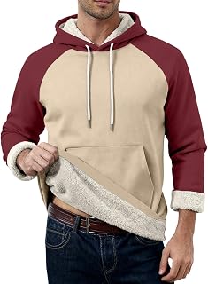 Ymosrh Mens Warm Hoodie Fleece Lined Thermal Sweatshirt With Pockets