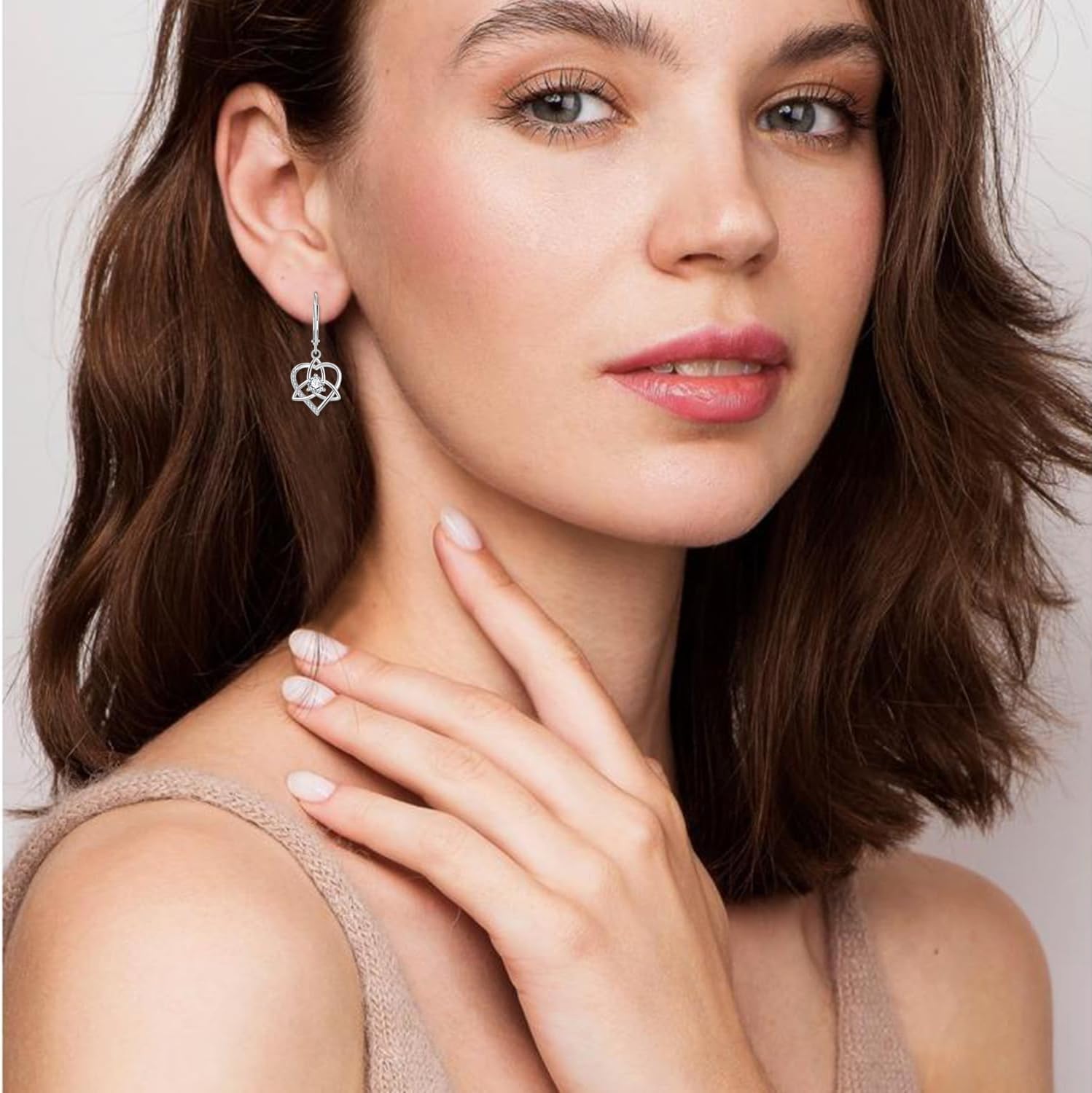 925 Sterling Silver Celtic Knot Dangle Earrings Trinity Love Heart Birthstone Knot Leverback Earrings for Women Jewelry Vanlentine's Day Christmas Gifts