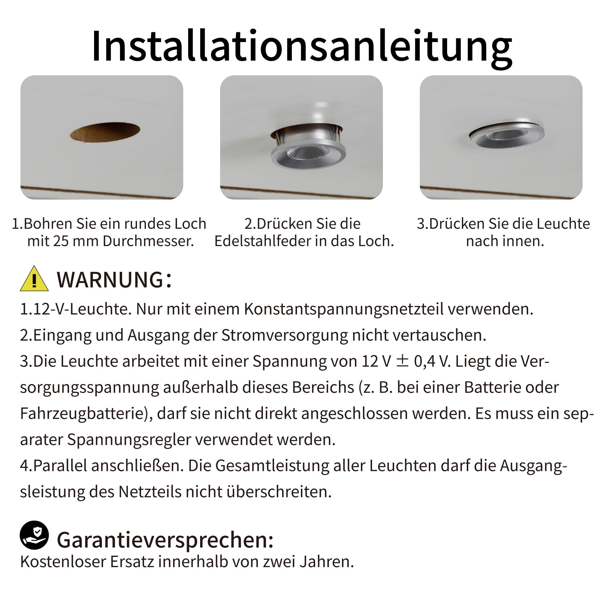 Mini LED Spot 12v 2W 12Stk. Einbaustrahler, IP65 Wasserdicht Spotlights Downlight Strahler, 25mm Klein Einbau Vitrinenbeleuchtung für Schrank Küche Decke Badezimmer Treppen(Silber Warmweiß)