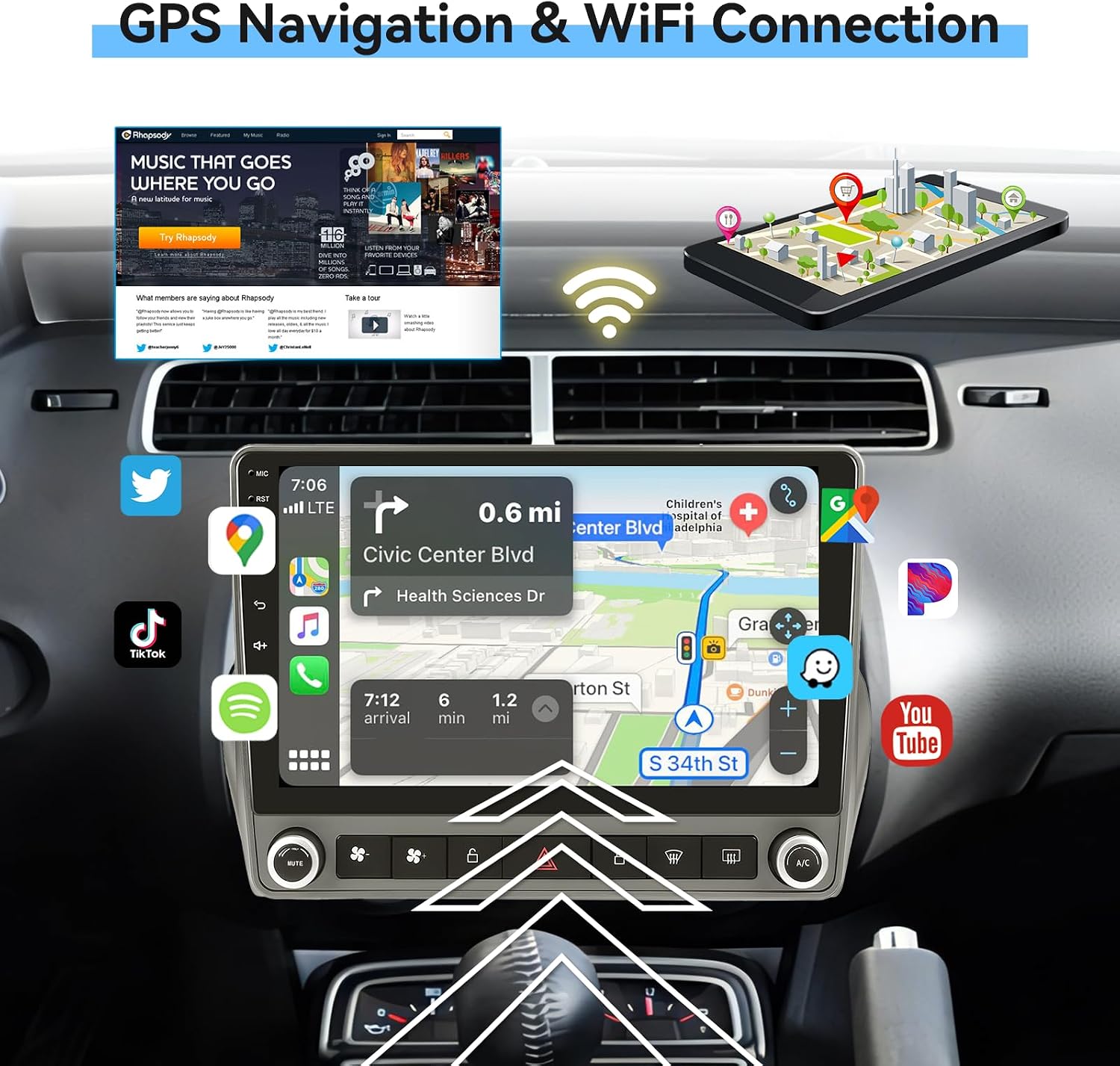 2G+64G Android 13 for Chevrolet Camaro 2008-2015 Car Stereo with Wireless Carplay Android Auto, 9" Touch Screen Car Radio Support GPS/WiFi/Bluetooth/FM/Voice Control/SWC/Backup Camera