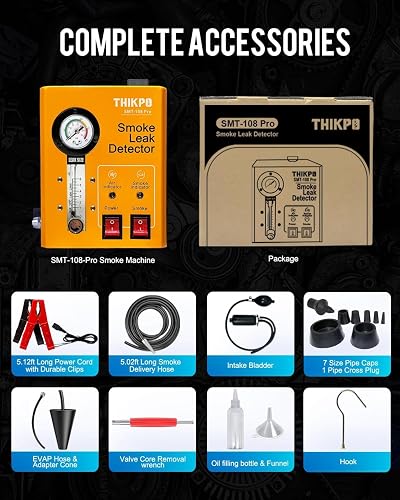 THIKPO Smoke Machine Automotive with Built-in Air Compressor, Professional Smoke Leak Detector for Car, Diagnostic Leak Tester Tools for EVAP, Vacuum, Fuel and More Leak Testing - 7