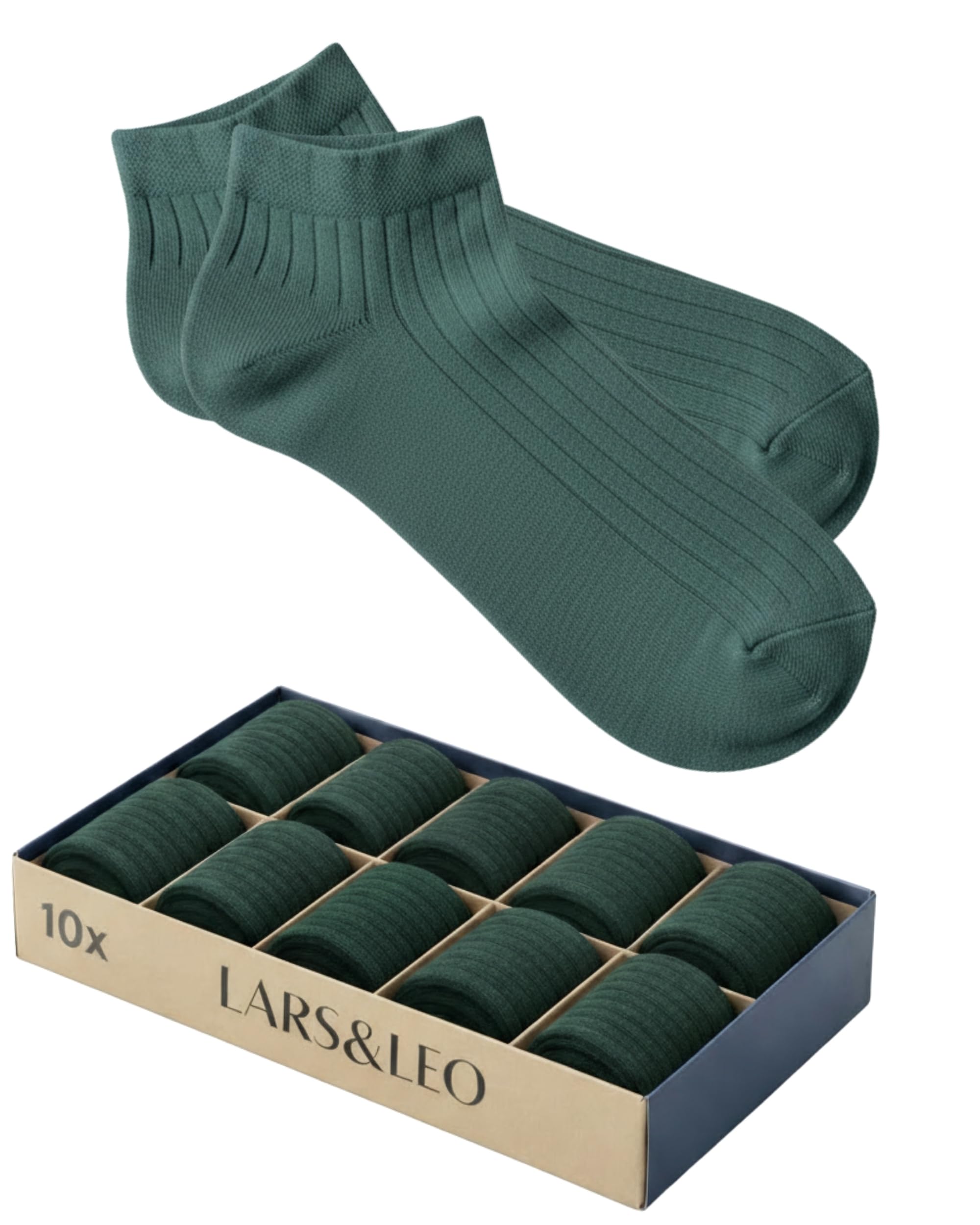 Lars&Leo Sneaker-Socken Slim Fit für Herren/Damen, 6 & 10 Paar, knöchelhoch, aus Bio-Baumwolle, eleganter Rippstrick