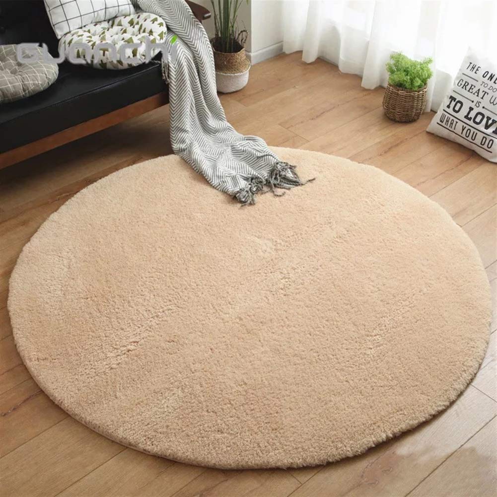 Liveinu Redondo Shaggy Alfombra con Respaldo Antideslizante Alfombra de Peluche Salón Modernas para Decoración Ø 120 cm Camello