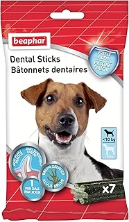 BEAPHAR - Puppy Toothpicks (<10kg) - Low Calorie Treats with Brown Algae and Green Tea - Fresh Breath - Removes Plaque and Tartar - Pack of 7 product image