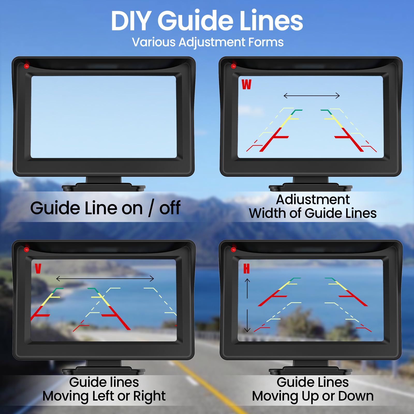 Solar Rückfahrkamera Set Kabellos - 1080P HD Mit 4,3 Zoll Monitor & 2600mAh Akku - Einfach In 3 Min Installiert