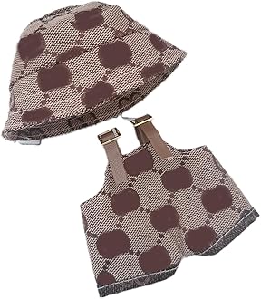 Doll Clothes Set and Accessories Compatible with Labubu , Full Exquisite Adorable Unique Designed Clothes Outfit for labubu 15cm/17cm Doll with Brown Luxury Hat & Overalls Suit