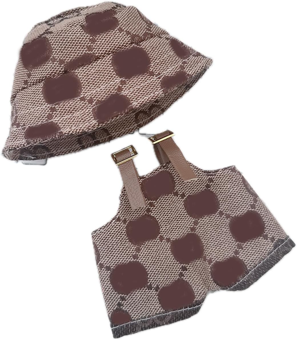 Doll Clothes Set and Accessories Compatible with Labubu , Full Exquisite Adorable Unique Designed Clothes Outfit for labubu 15cm/17cm Doll with Brown Luxury Hat & Overalls Suit