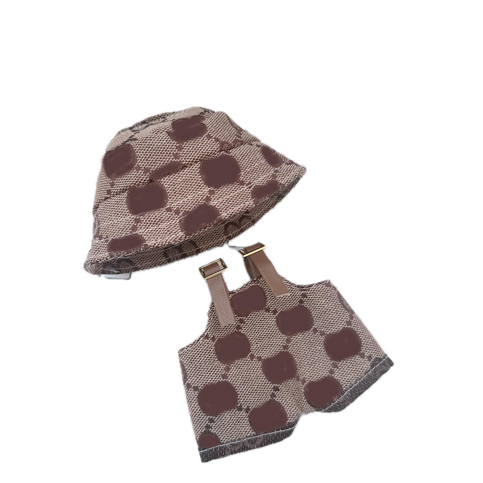 Doll Clothes Set and Accessories Compatible with Labubu , Full Exquisite Adorable Unique Designed Clothes Outfit for labubu 15cm/17cm Doll with Brown Luxury Hat & Overalls Suit