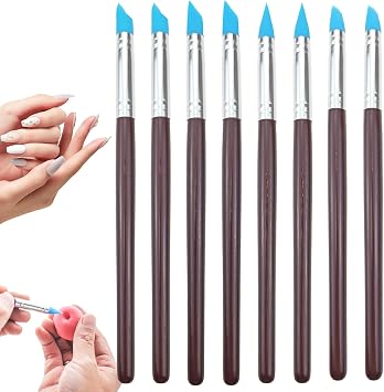 8 Pack Silicone Color Shapers Rubber Tip Brushes for Clay Pottery Sculpting