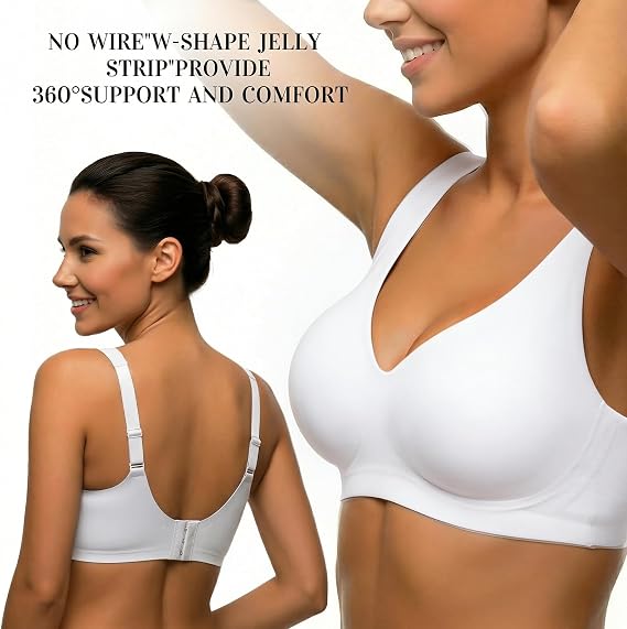 Jelly Bra for Women Wireless Push Up Bra, Seamless Non Wired Everyday Bralette with Soft Gel Support Invisible Full Coverage T-Shirt Bras