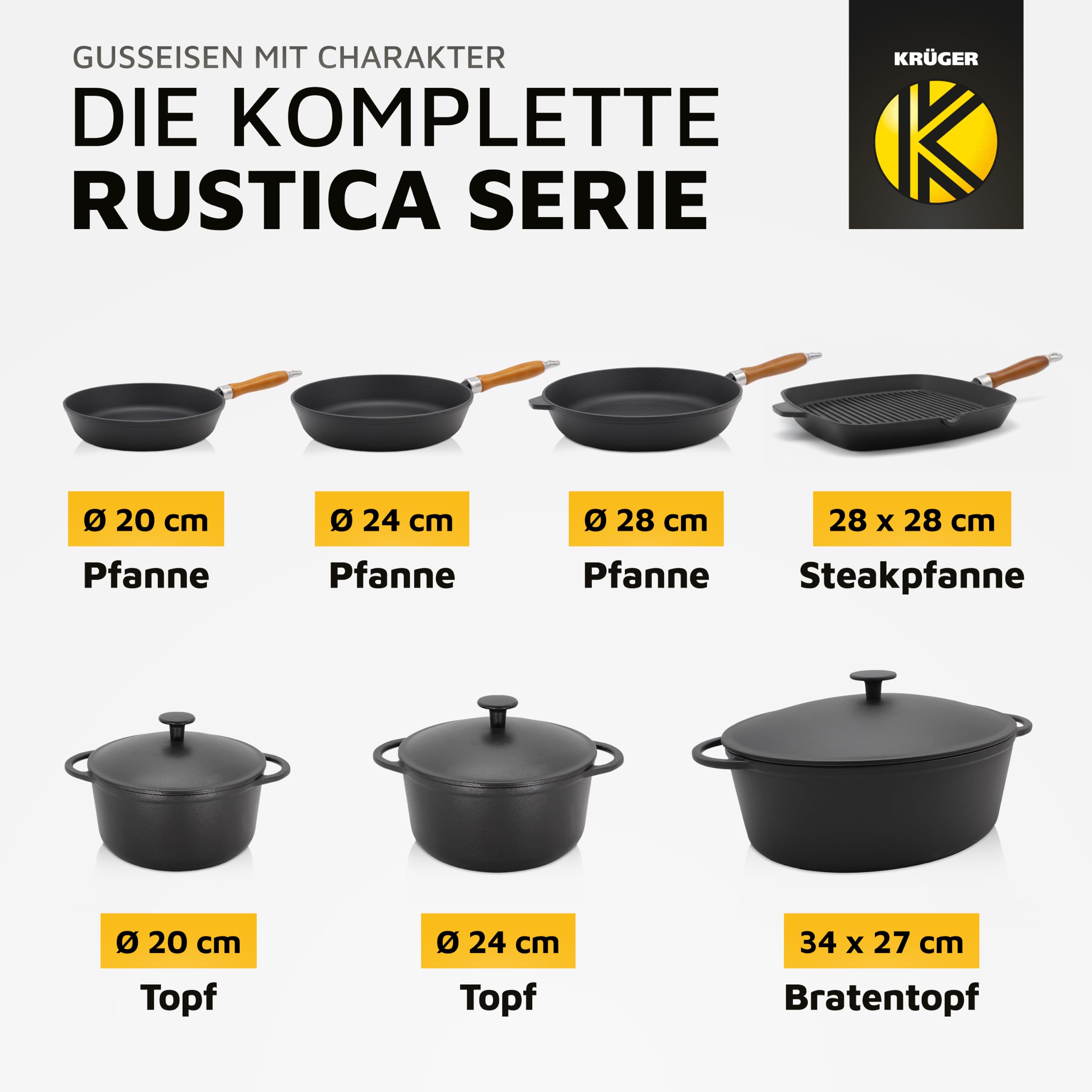 Krüger 63028 Rustica - Bistecchiera in ghisa 28 x 28 cm