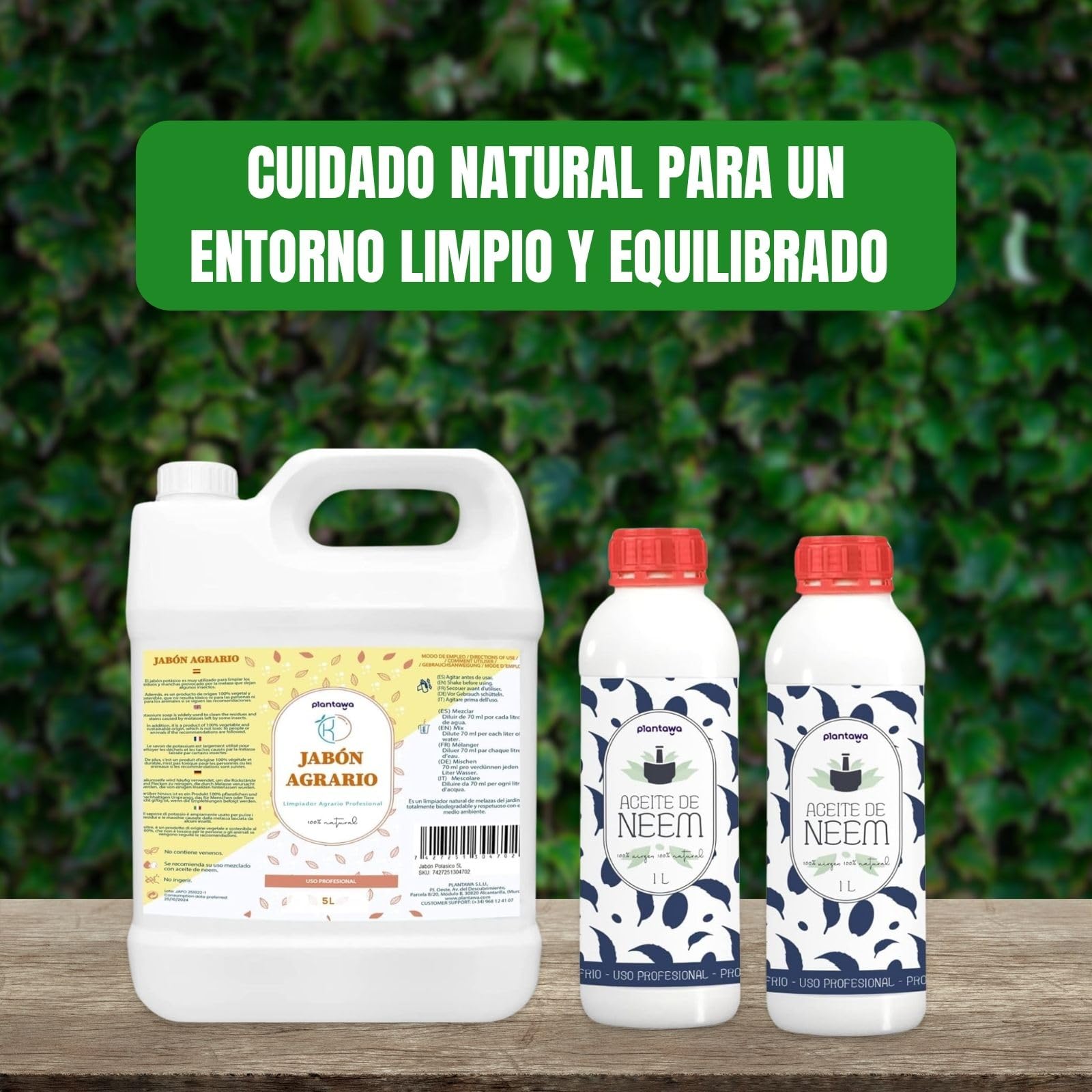PLANTAWA Pack Jabón Potásico 5L con Aceite de Neem 2x1L | Solución Multiusos | Fácil Aplicación y Máxima Eficacia | Versátil | Uso en Interior y Exterior | Productos de origen natural