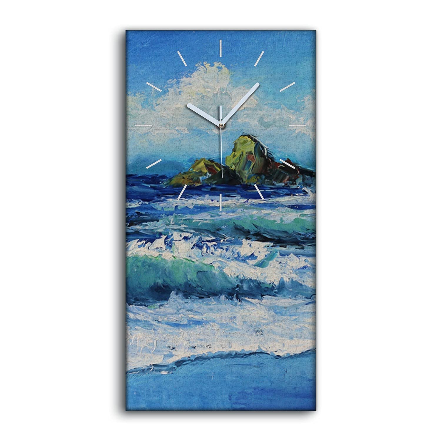 Horloge sur toile silencieuse vagues de la mer pour supprimer le tic-tac