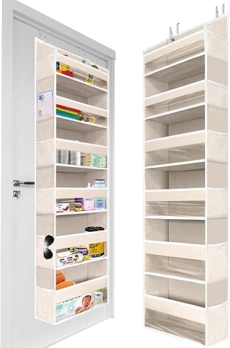 HOMELUX THEORY - Organizador colgante sobre la puerta, 1 pieza, resistente, 55 x 14 x 6.7 pulgadas, 6 bolsillos frontales grandes, 12 laterales,