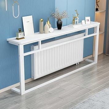 Console Table, Sofa Table, Narrow Entryway Table, Table with Storage, Behind Couch Table, Long Sofa Table, Metal Frame, Display Shelf for Entry Way, Hallway, Living RoomWhite,L120xW20cm/L47