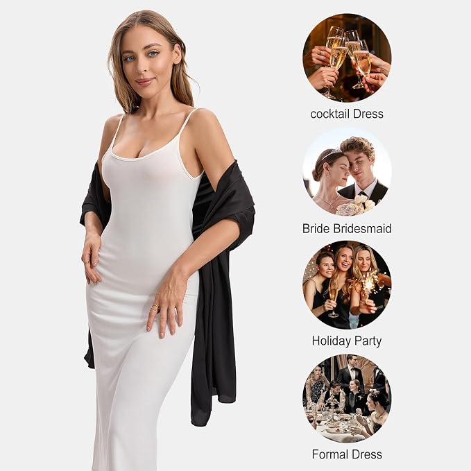 Chal satinado para mujer moda formal elegante miniatura 6