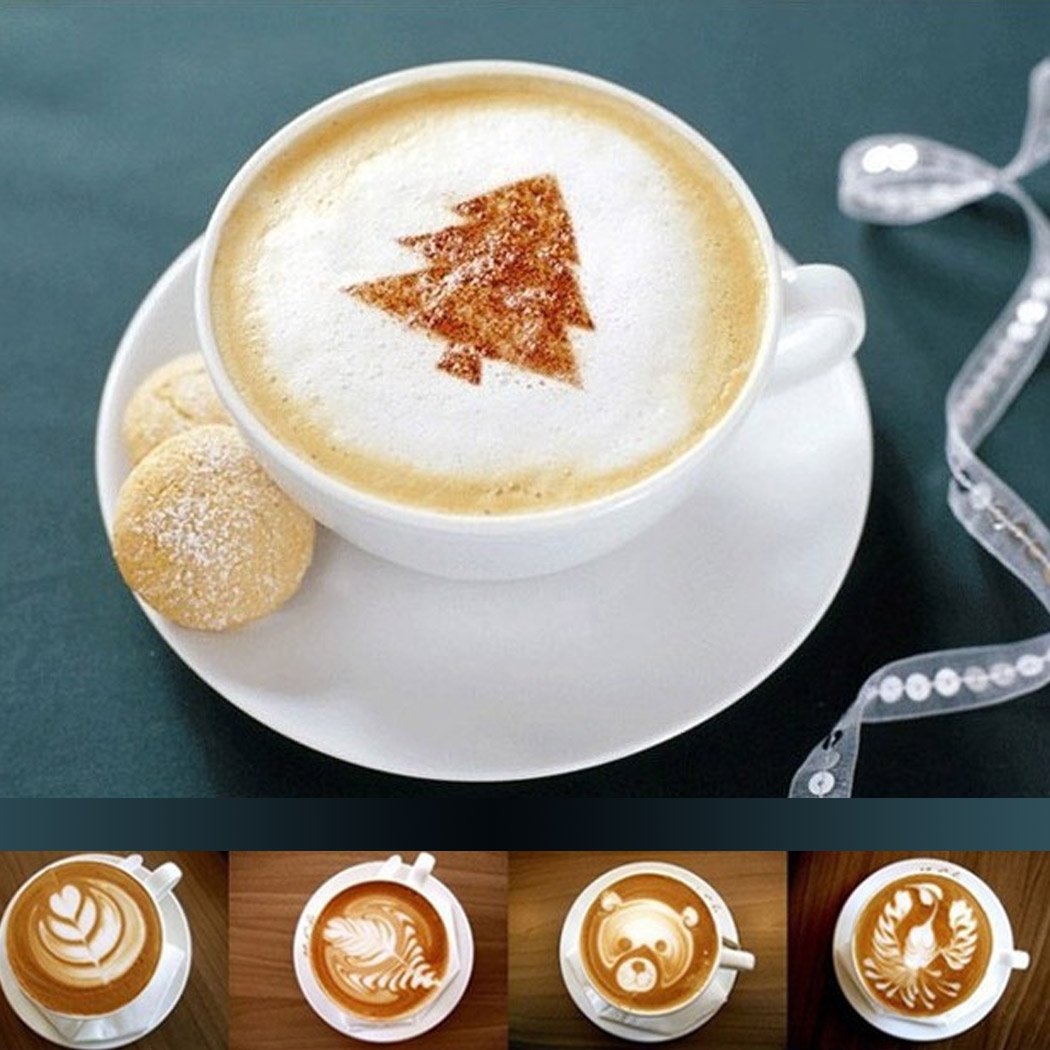 4 Pochoirs En Acier Inoxydable Pour Latte Art - Motifs Réutilisables, Faciles à Nettoyer, Pour Décorer Cappuccino Et Mousse De Lait - 3
