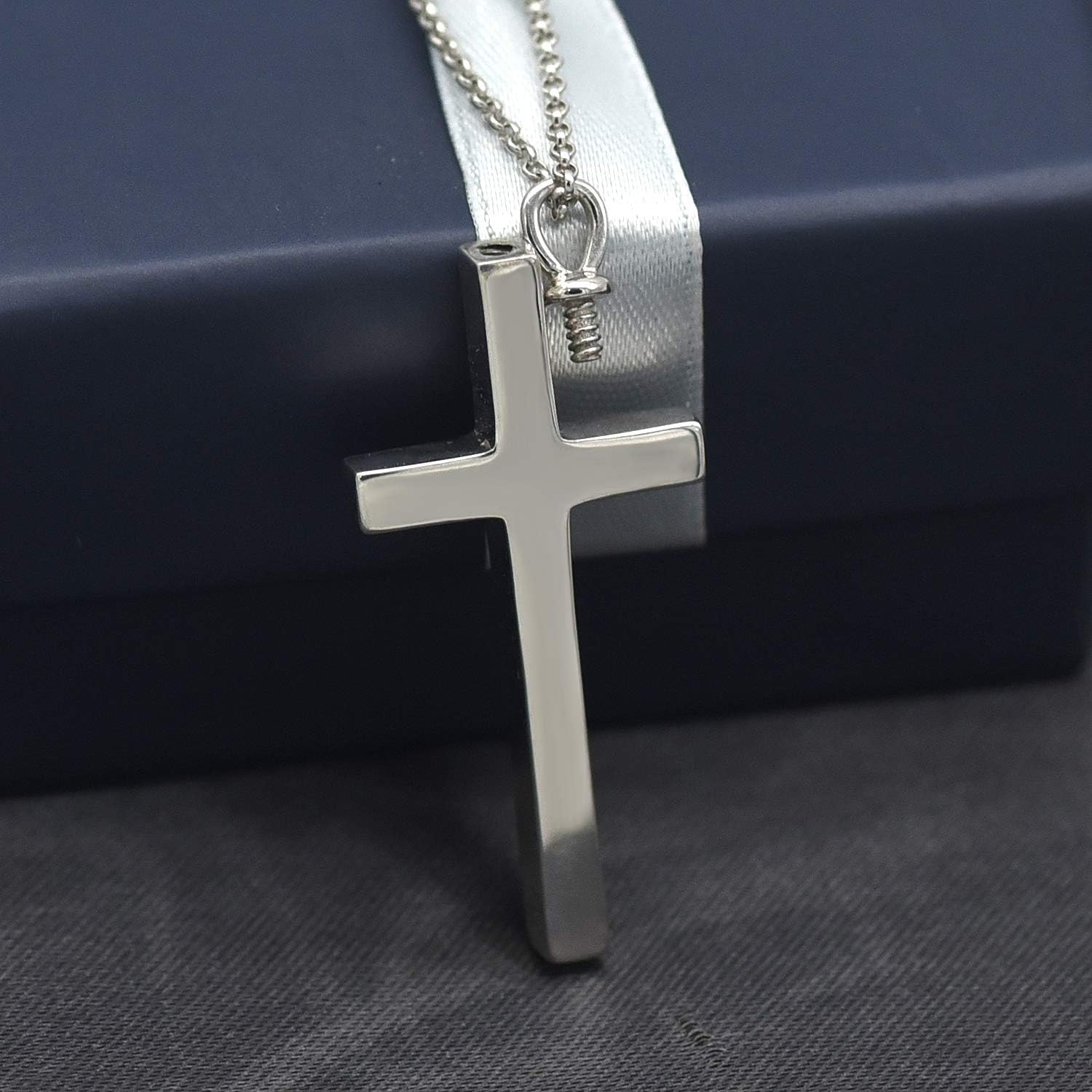 BEILIN 925 Sterling Silver Cremation Jewelry Cross Urn Pendant Memorial Cross Urn Necklace for Ashes - Image 4