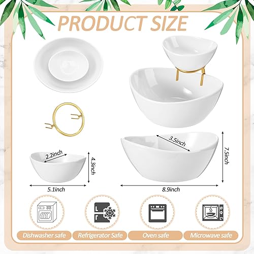 Miniatura 2 de Juego de 2 platos para servir chips y salsas de 2 niveles, plato de porcelana para aperitivos y platos con soporte para alimentos, tacos, bar,