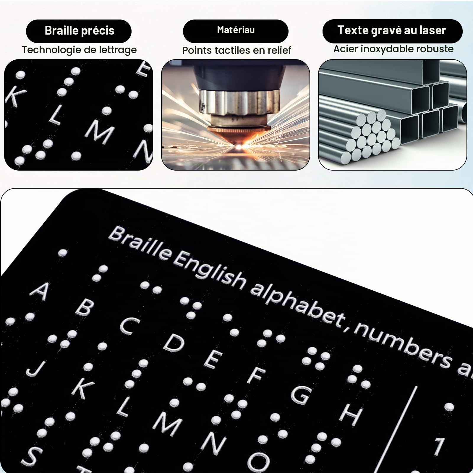 TOYANDONA Tableau Alphabet Braille En Bois – Outil Éducatif Tactile Pour Débutants, Apprentissage Accessible Enfants Et Adultes