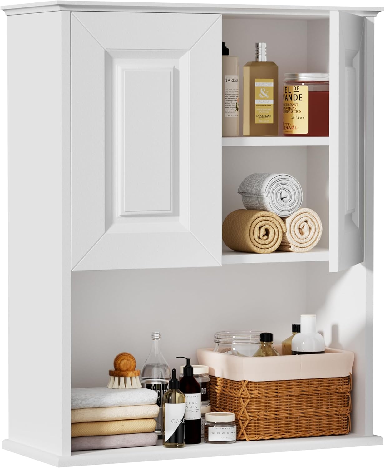 Bathroom Wall Cabinet, Over Toilet Storage Cabinet with 2 Door & Adjustable Shelf, 29 x 24 Wall-Mounted Medicine Cabinet for Laundry Room, Kitchen, Living Room, Bedroom, Entryway