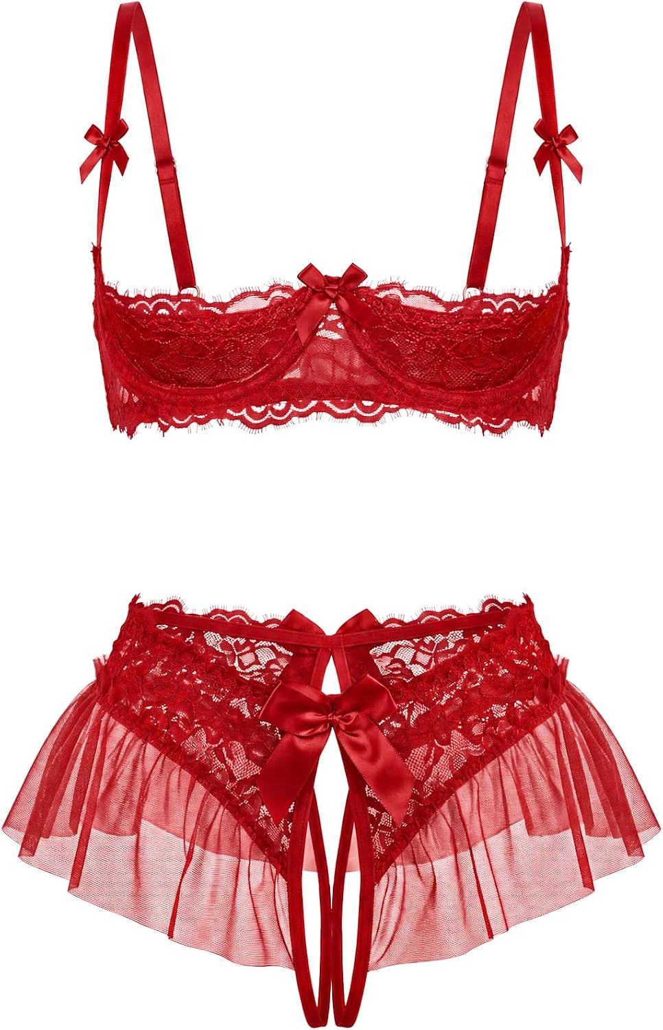 Women's Sexy Lingerie Lace Push Up Bra Set Sheer