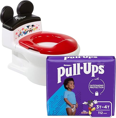 Kit de iniciación de entrenamiento para orinales - The First Years Disney Mickey Mouse Potty Seat y Pull-Ups Pantalones de entrenamiento para niños,