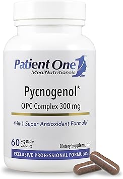 Patient One Pycnogenol OPC Complex 300mg | Supplement to Support Vascular Health and Healthy Aging* | French Maritime Pine Bark and More | 60 Capsules
